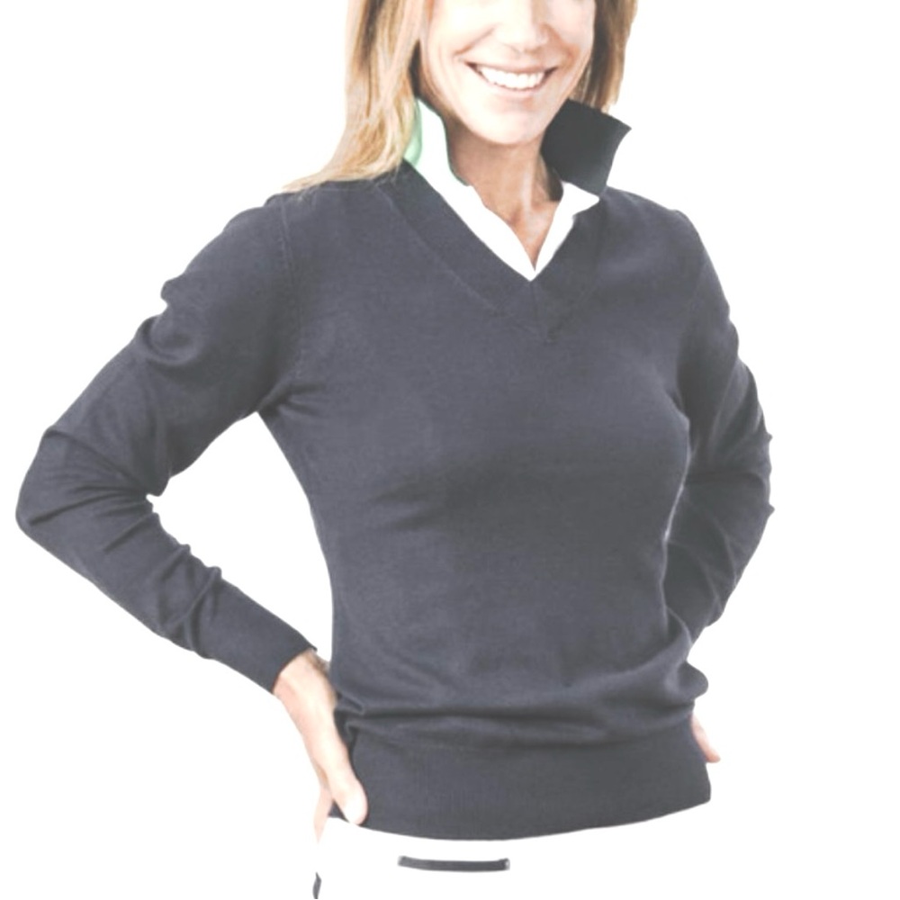 Cutter & Buck Women's V-Neck Rib Golf Sweater